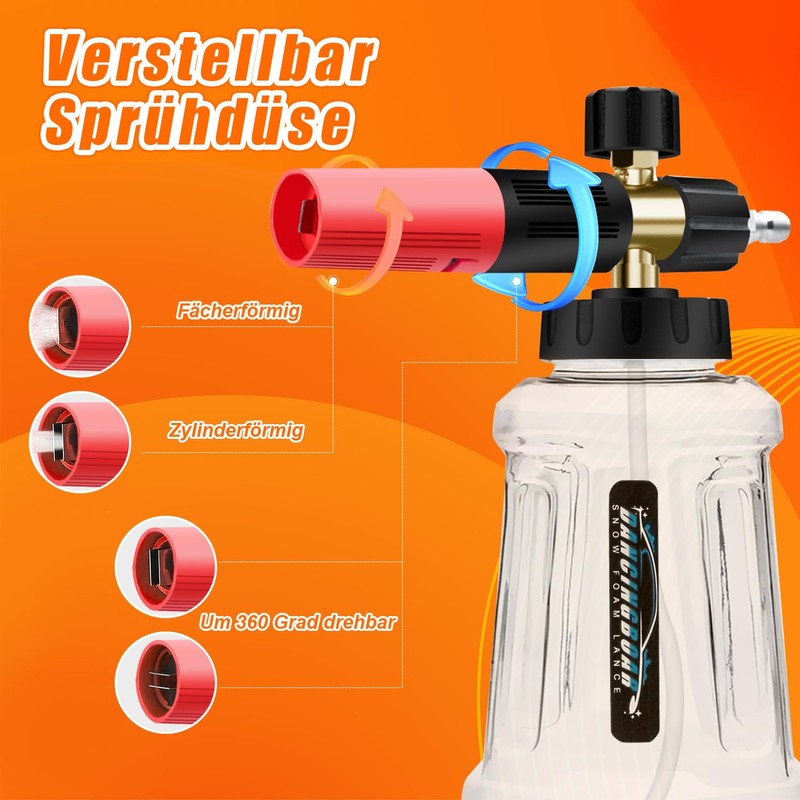 Improved Foam Cannon Snow Foam Lance, 1L Adjustable Foam Lance