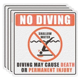 6x6 inch Swimming No Diving Shallow Water Pool Warning Stickers 3 FT 4FT 5FT 6FT Pool Depth Number Markers Sign Labels Non-Slip Adhesive Pool Safety Marker Decor (Color1)