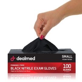 Dealmed Black Nitrile Exam Gloves – Disposable Multi-Purpose Use Medical Gloves Use for First Aid and Medical Facilities, 100 Count (Small, Pack of 1)