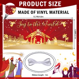 Christmas Garage Door Decorations, Joy to the World Nativity Christmas Garage Door Cover Garage Banner Murals Large Christmas Backdrop Decoration for Xmas Holiday Party Supplies 7 x 16 ft