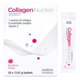 Norsa Pharma Collagen Nucleo (Raspberry / 30 Sachets) | Premium Marine & Bovine Collagen Complex with 5 Nucleotides & Vitamin C | High Bioavailability | Sugar Free | For Skin, Joint & Immunity Support