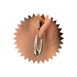 TseenYi Boho Chunky Lightweight Hoop Earrings Thick Silver Hoop Earrings Post Chunky Hoop earrings Vintage U Shape Huggie Hoop Earrings Exaggerated Circle Hoop Earrings