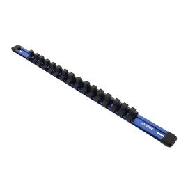 ABN Blue Aluminum SAE Standard 3/8in Drive Socket Holder – Socket Rail and Clips Tool Organizer