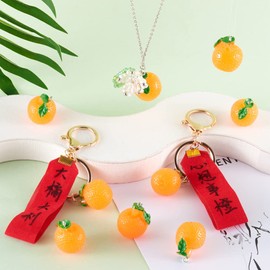 Cheriswelry 10pc Orange Fruit Charms Pendants Resin Coral Cute Dangle Charms Lovely Hanging Ornament with Iron Loop 24~25mm Decoration for DIY Craft Earring Bracelet Necklace Jewelry Making