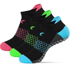 Pilates Socks with Grips for Women, Non Slip Yoga Socks, Barre Grip Socks, Anti Skid Grippy Socks for Pilates, Yoga, Barre & Workout (3-Pack)