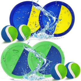 Jalunth Ball Catch Set Game Toss Paddle - Beach Toys Back Yard Outdoor Games Pool Backyard Target Throw Sticky Set Age 3 4 5 6 7 8 9 10 11 12 Years Old Boys Girls Kids Easter Gifts Green Blue 2 Pack