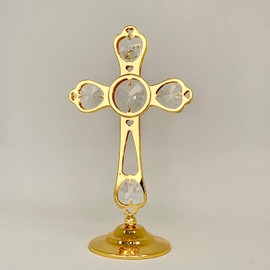 Cross, 24k Gold Plated Austrian Crystal Free Standing Figurine