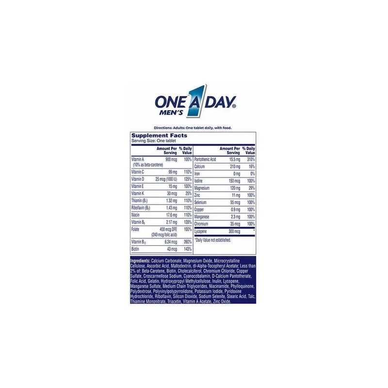 Multivitamínico Hombres One Day Mens 300 Bayer Vitamina Sabor Neutro