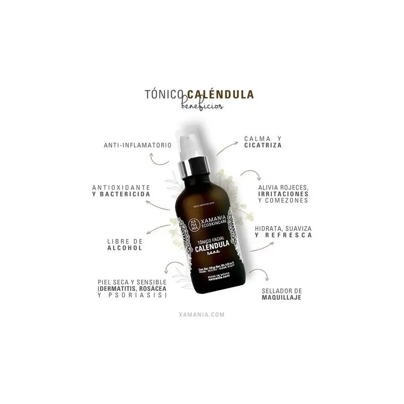 Xamania Tónico Facial Caléndula 120ml Hipoalergénico Piel Sensible