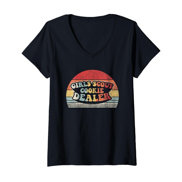 Womens Girls Scout Cookie Dealer Retro Style V-Neck T-Shirt
