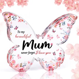 Gifts for Mum - Butterfly-shaped Acrylic Plaque, Best Mum Gifts, Unique Mothers Day Birthday, Best Mum Gifts from Daughter Son, Mummy Gifts - To My Beautiful Mum (A)