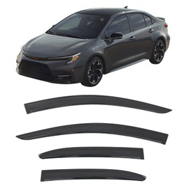 IKON MOTORSPORTS Tape on Window Visors Compatible with 2020-2025 Toyota Corolla Sedan 4-Door, Acrylic Smoke/Tinted Rain Guards, Side Window Wind Deflectors 4PCS