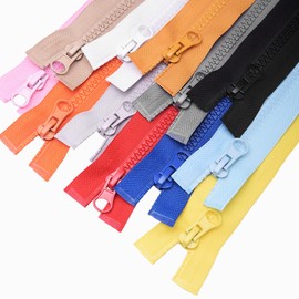 ftiemlovde 7 Colours 5 mm Zip Separable Various Lengths #5 Colourful Zip 30 cm 40 cm 50 cm Long Black White Grey Blue Zips Plastic Buy for Jacket for Sewing (21 Pieces)