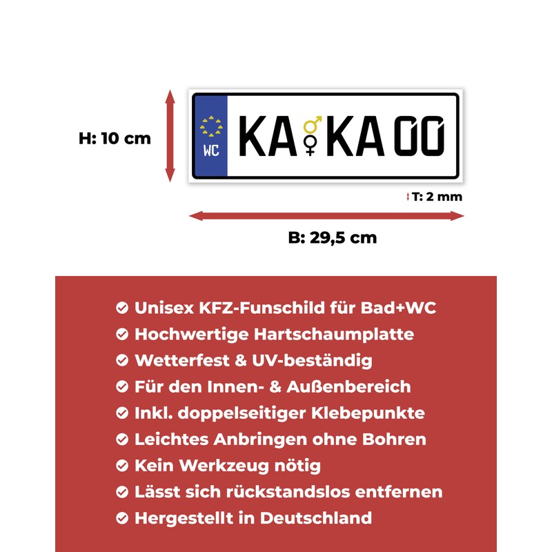 Toilet Sign, Toilet Sign "KAKA? Unisex, Number Plate