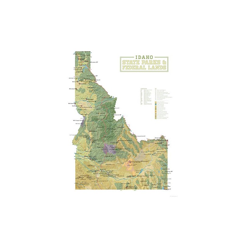 Idaho State Parks & Federal Lands Map 18x24 Poster (Sage