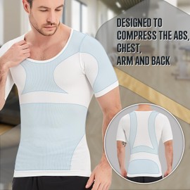 Mens Gynecomastia Compression Shirts Short Sleeves, Slimming Undershirts, Shapewear Tank Top