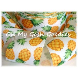 3" DESIGNER PINEAPPLE * PATCH * GROSGRAIN RIBBON TROPICAL 4 HAIRBOW BOW
