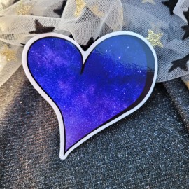 Heart STKR025 Galaxy Heart Vinyl Sticker - Celestial Stars Premium Vinyl Waterproof
