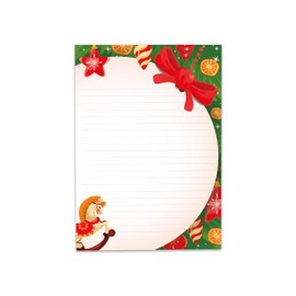 2 Colourful Writing Pads Lined Santa Claus and Horse Christmas Tree in Set Motif Paper Christmas Winter Gnome Gift for Children Boys Girls (2 Pads A5 with 25 Sheets each)