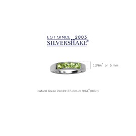 Silvershake Natural Peridot White Gold Plated 925 Sterling Silver Journey Stack Stackable Ring Size 7.5