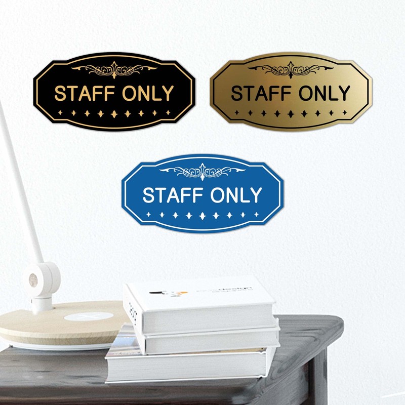 Signs ByLITA Victorian Staff Only Sign (Brushed Gold) - Large