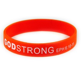 Godstrong 8030003 3 Pieces Red with White Adult Imprinted Silicone Band Eph. Ephesians 6:10-11