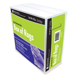 Buffalo Industries (12026) New White Bleached Knit Rags, 8 lb. box - All-Purpose Wiping, Cleaning, Polishing, Medium-Weight T-shirt Material, Washed and Bleached for Super Absorbency and Low-Linting