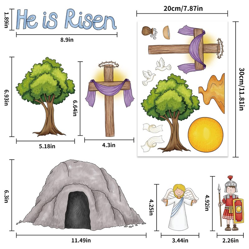 Generic Easter Window Decals, 5 Sheets, Multicolor, Classic Style, PVC