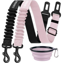 COOYOO Dog Seat Belt,3 Piece Set Retractable Dog Car Adjustable Seatbelts for Vehicle Nylon Pet Safety Heavy Duty & Elastic & Durable Car Harness for Dogs