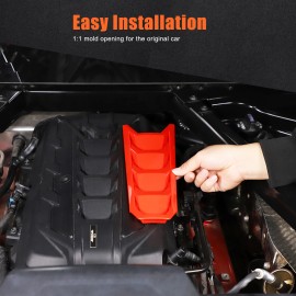 necar2020 Red Car Engine Bay U-Shaped Cover ABS Accessories Kit For Corvette C8 2020-2024