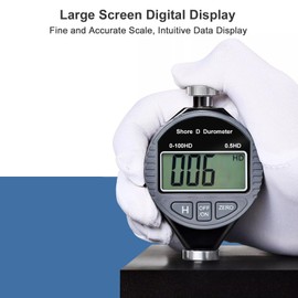 Uharbour Hardness Tester, Durometer Shore Type D 0-100HD, Digital Durometer 0.1HD Resolution, with Large LCD Display for Rubber, Plastic, Tire, Flooring