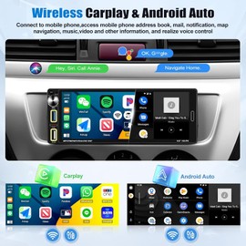 [Upgrade Wireless] SIXWIN Car Radio 1 DIN with Wireless Carplay Android Car, 6.9 Inch Touchscreen Support Bluetooth 5.0/AUX/USB/FM/AM/Mirrorlink/Steering Wheel Control + Reversing Camera