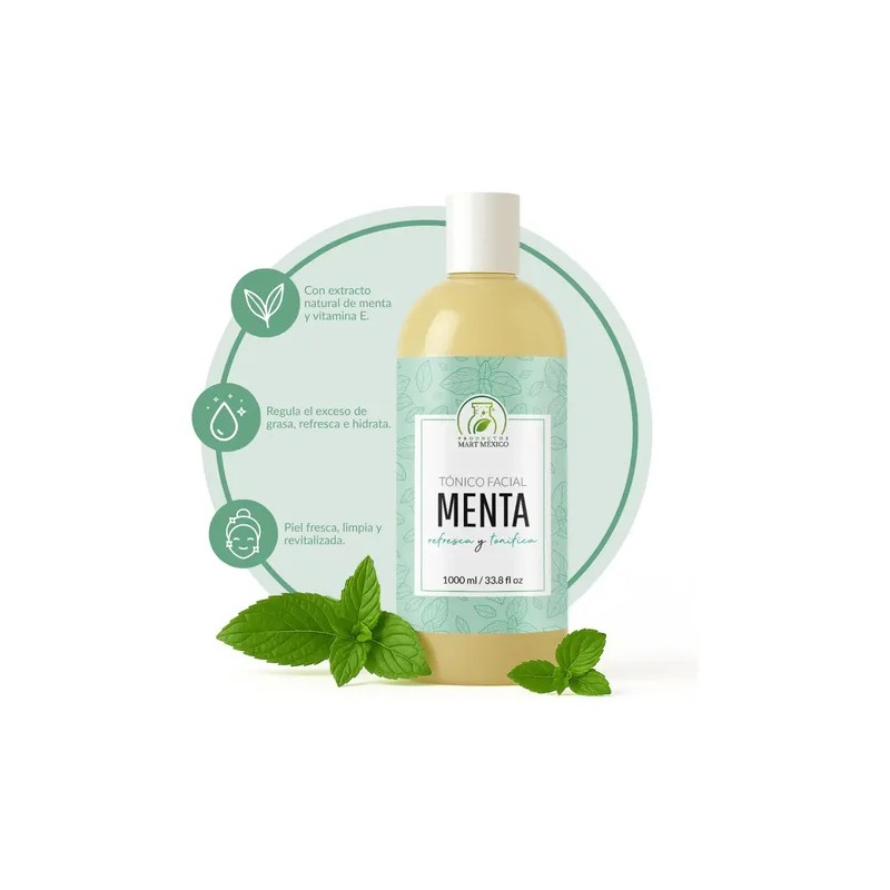 Tónico facial de menta 1 L, frescura e hidratación día