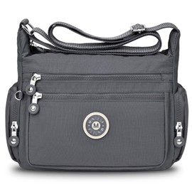 JUYANO Women's Shoulder Bag, Medium Size, Waterproof Nylon Handbags with Multiple Pockets, Lightweight Adjustable Crossbody Bag for Going Out, Shopping, Travel, Work, darkgray