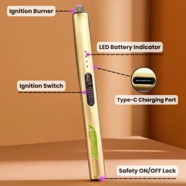FERMALIFE - Electric Candle Lighter Arc, Rechargeable USB Flameless and Windproof for Camping, BBQ, Kitchen, RV, Hiking, Travel