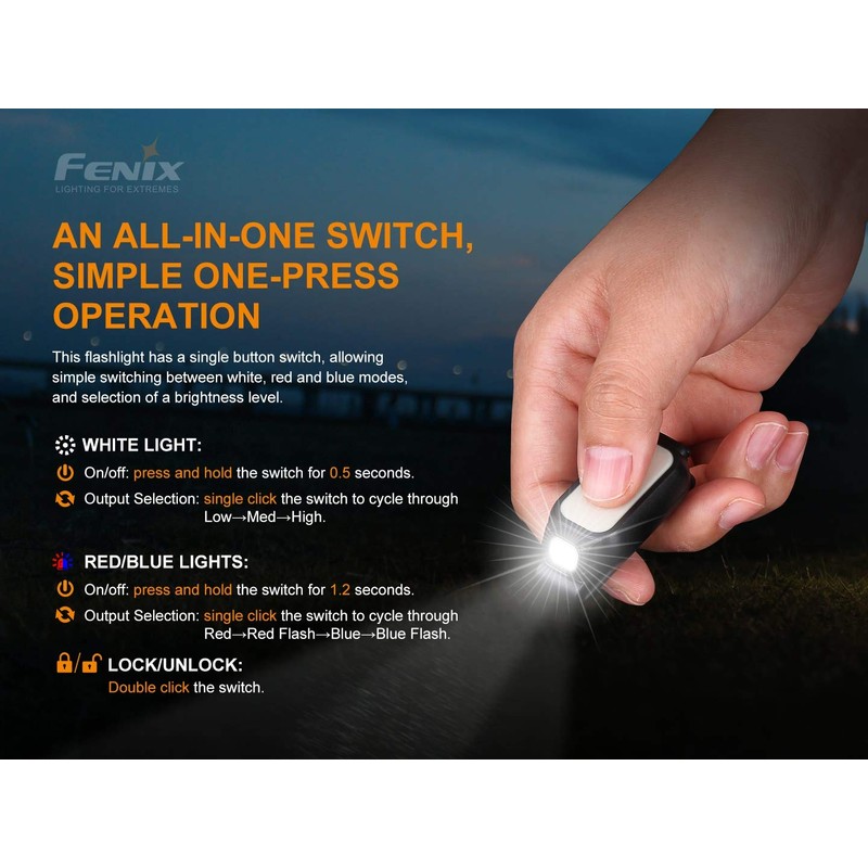 EdisonBright Fenix Mini-LITE 150 Lumen Rechargeable LED EDC Flashlight/Keychain/Jogging/Cycling Light/Safety