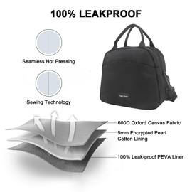 DingGreat The Black Lunch Bag is Suitable for All,Girls Lunch Bag Picnic Bag,Womens Work Lunch Bag Insulated Bag,Children's Lunch Bag,Portable Lunch Bag Food Bag Organiser Sports Bag