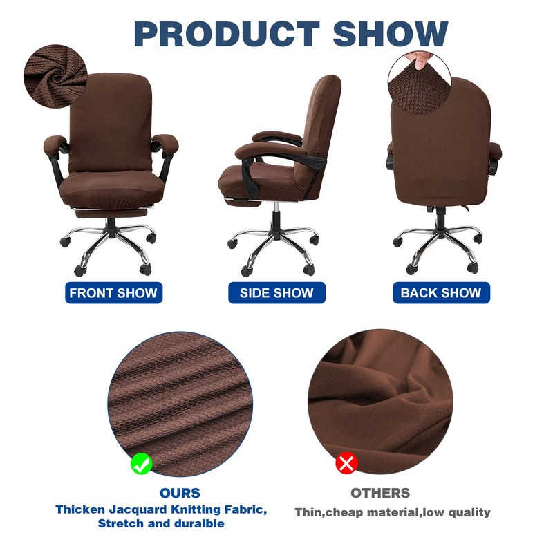 NeColorLife Stretchable Office Chair Cover with Armrest Covers – High-Back