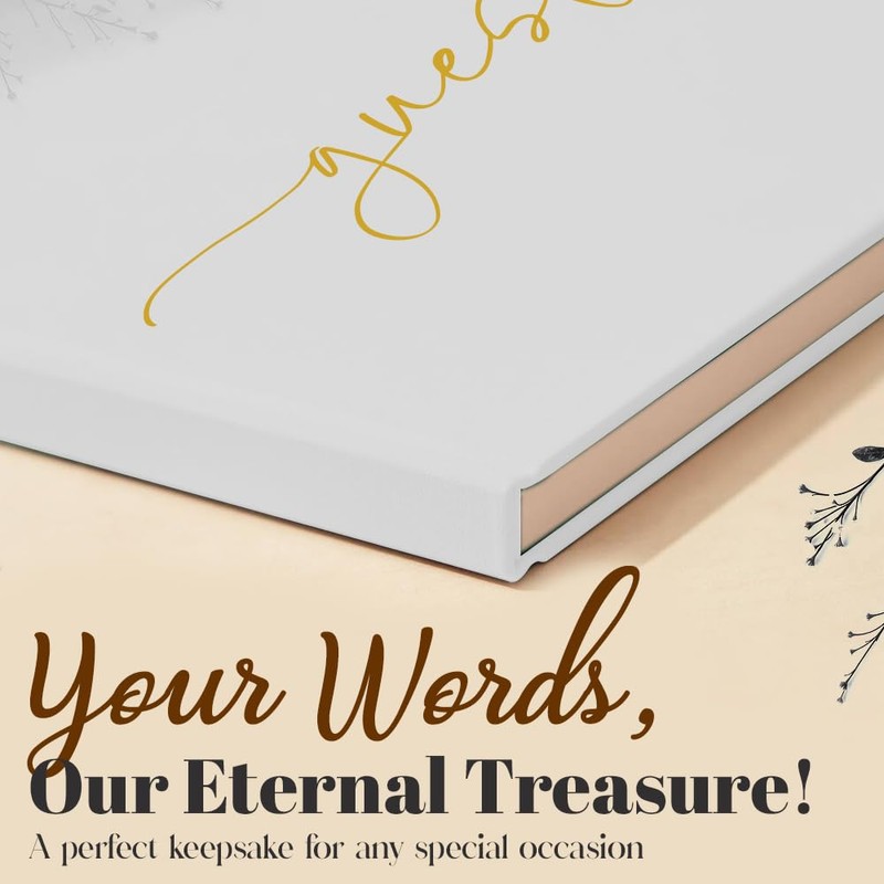 Plantvibes Wedding Guest Book - 120 Thick Pages that Prevent
