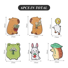 SLEEKEE 6 Pieces Cartoon Animal Brooches Cute Brooches Metal Brooches Kids Brooches Clothing Decoration Brooches