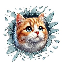 huzur elektrik Cat Sticker Cute Car Decorative Window Sticker Animal Motif Crack Effect Custom Bumper Car Cat Sticker (Sarman Cat, 1 Piece)