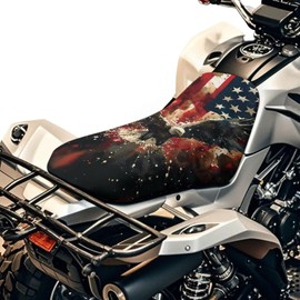 SEANATIVE Elastic ATV Accessories Motorcycle Seat Cover Universal Motorcycle Flexible Seat Protector Breathable Padded Eagle American Flag Print Protector Water-resistan Motorcycle Cushion Covers