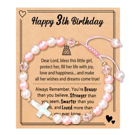 CXLDTE 3 Year Old Girl Gifts，Birthday Gifts for 3 Year Old Girl Ideas Bracelet Religious Jewelry Little Girls Bonus Daughter In Law Kids Granddaughter Gifts from Mom Dad Grandpa Grandma