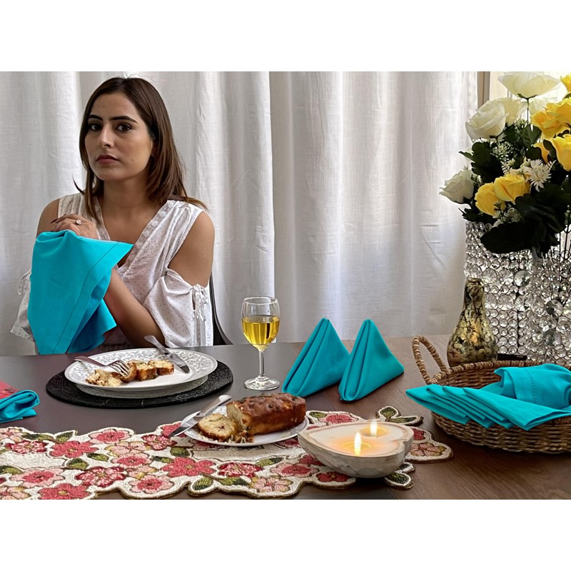 Cocktails Napkins with Hemstitched with Decorative Holes on Selvedge -18x18