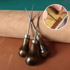 2 Pcs Bradawl Tool Wooden Handle,Gourd Shape Awl Tool Alloy,Leather