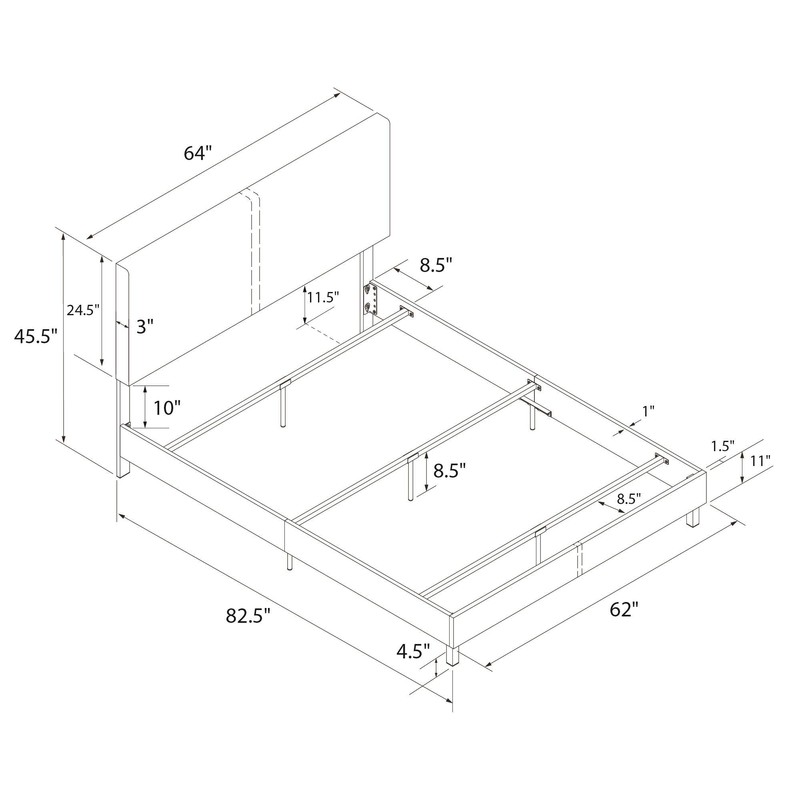 DHP Janford Bed with Chic Upholstered Headboard, Queen, Grey Linen