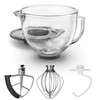 Replacement Glass Mixer Bowl with Lid and Attachments Set, 4.5-5