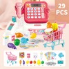 Children's cash register toy with calculator function, scanner, toy grocery