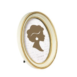Tone Link. Vintage Oval Picture Frame 5x7 Luxury Antique Picture Frame with Glass Front Table Wall Hanging Cream and Gold