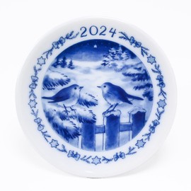 Royal Copenhagen 1424702 (1070755) Small Plate, Ear Plate, Mini Plate, 2024, 3.3 inches (8.5 cm), Annual Plaquette Birds in the Snow